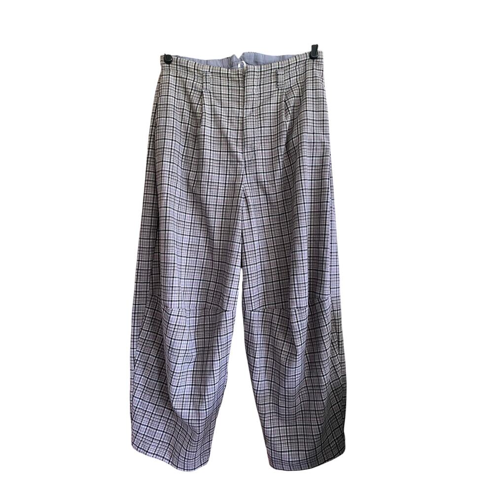 Free People Turning Point Plaid Barrel Trousers Size 6 - Picture 2 of 8